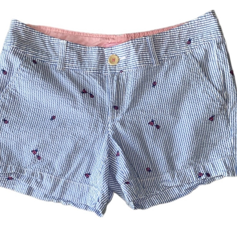 Lilly Pulitzer Blue Striped Shorts with Purple Details